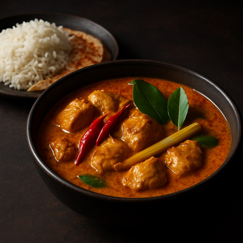 Rich Malaysian chicken curry with coconut milk and aromatic spices
